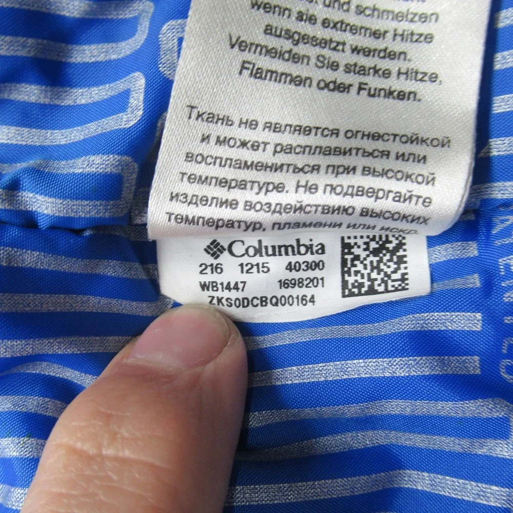 Columbia Jacket Kids Large Blue Thermal Camo Hooded Water‎ Resistant Insulated
